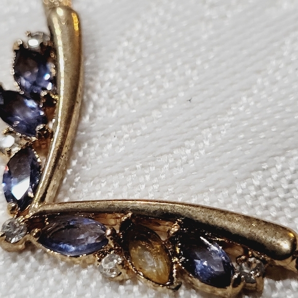 New Avon Jewelry Gold Toned Tanzanite color Rhinestone Marquise Giftset Large - Picture 6 of 8